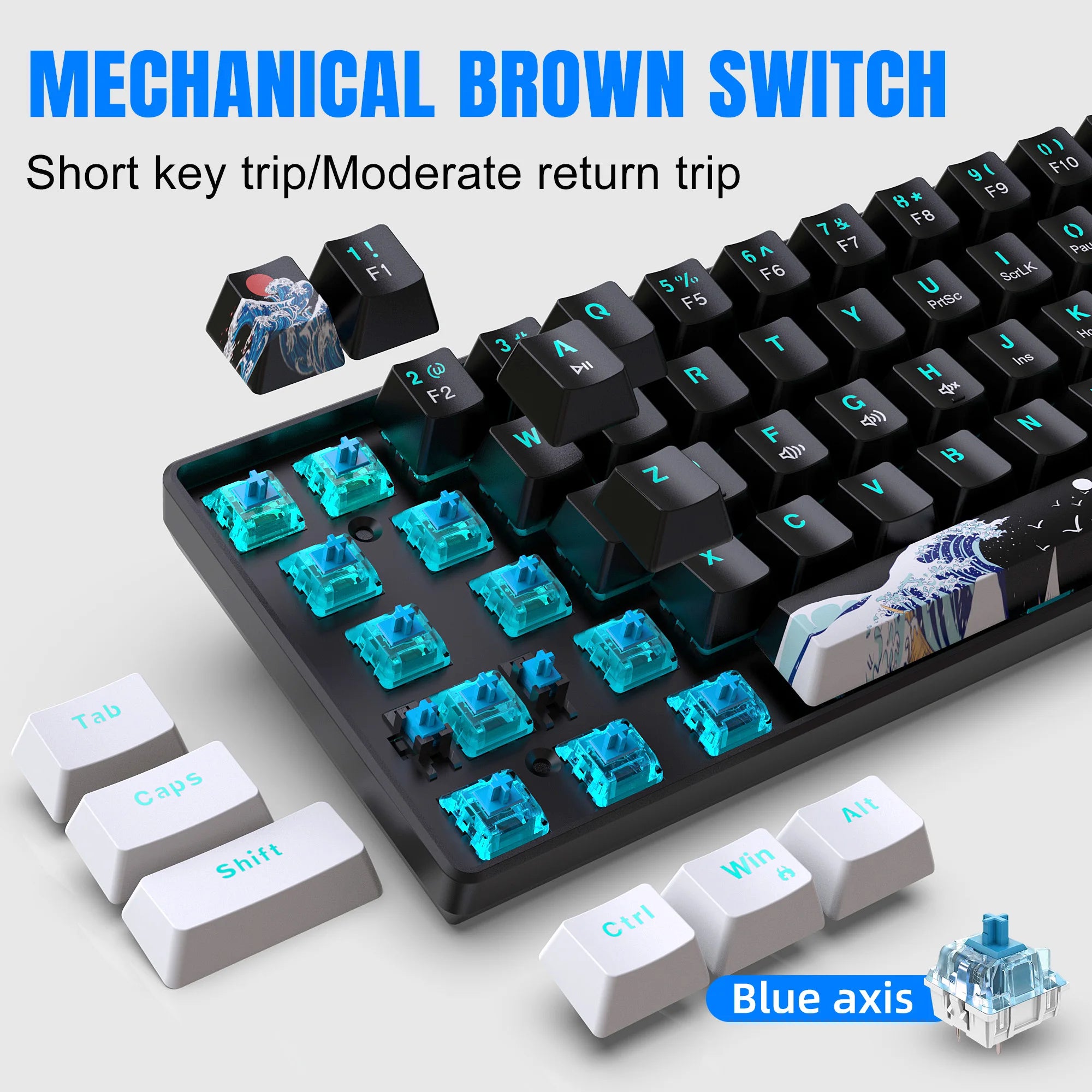 60% Compact Mechanical Keyboard with Blue Switches - PlusGamer