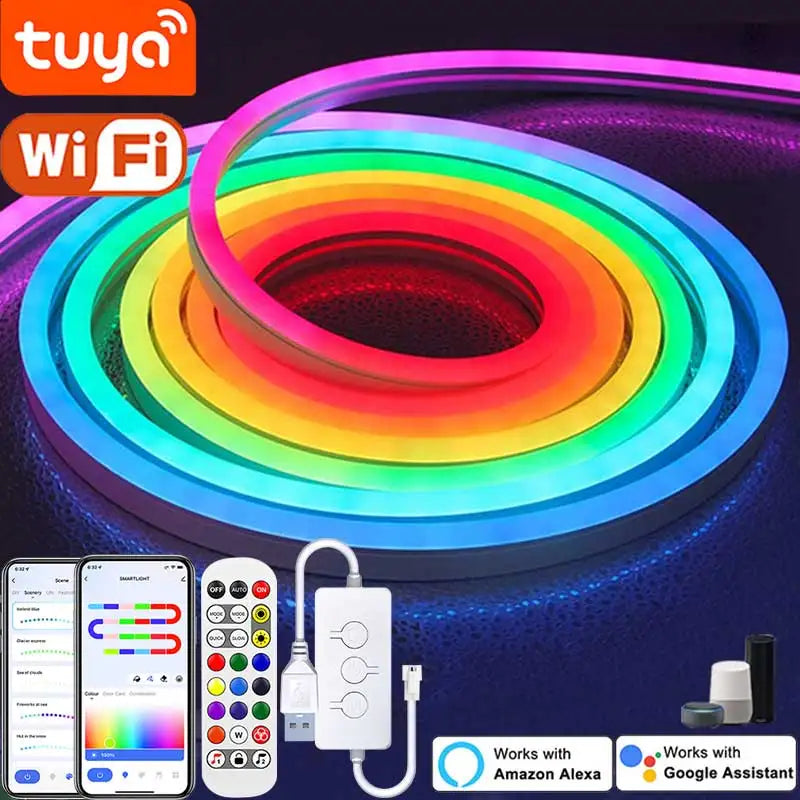 TUYA RGBIC Dreamcolor Music Sync Neon Rope Light - PlusGamer