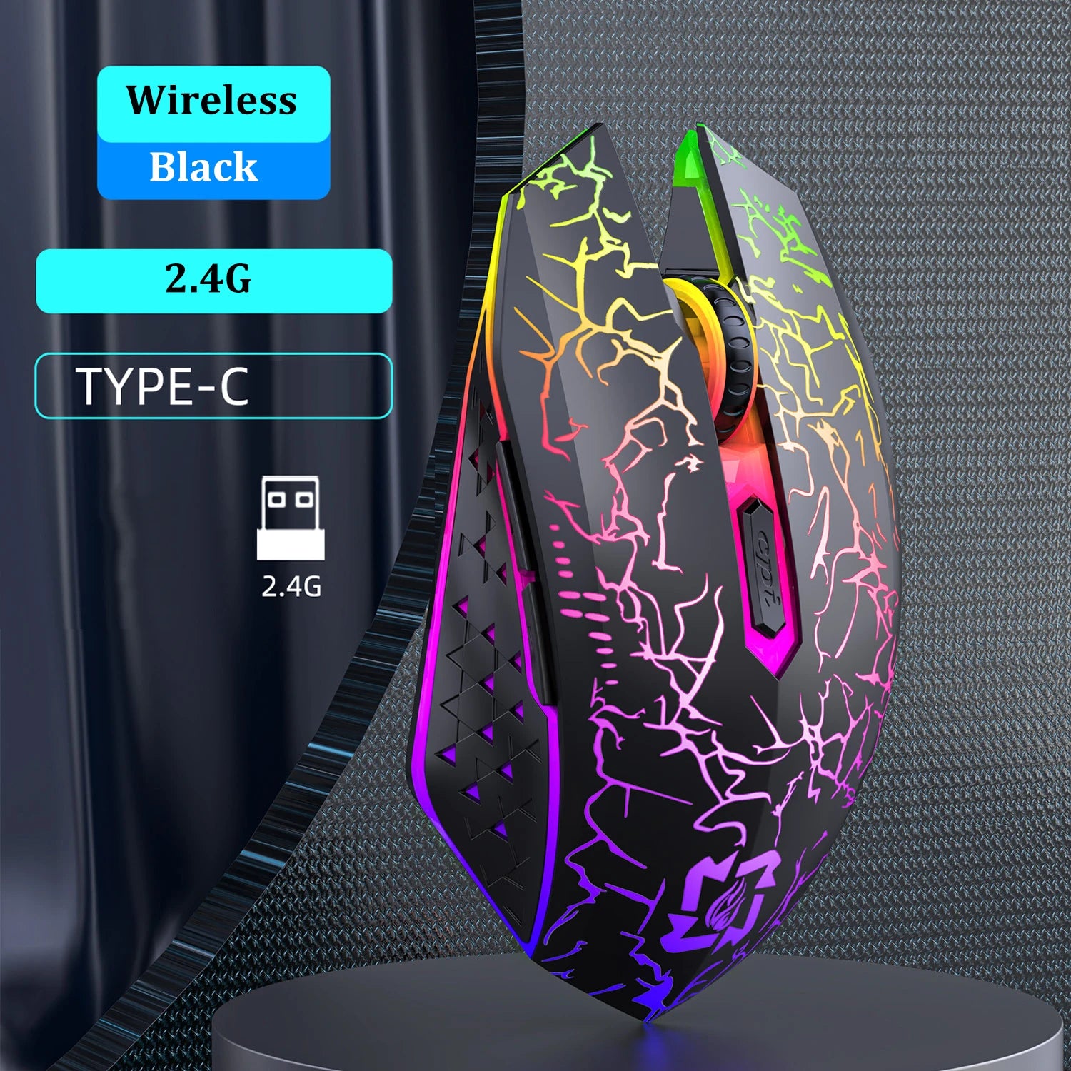 Dual-Mode RGB Silent Wireless Mouse - PlusGamer