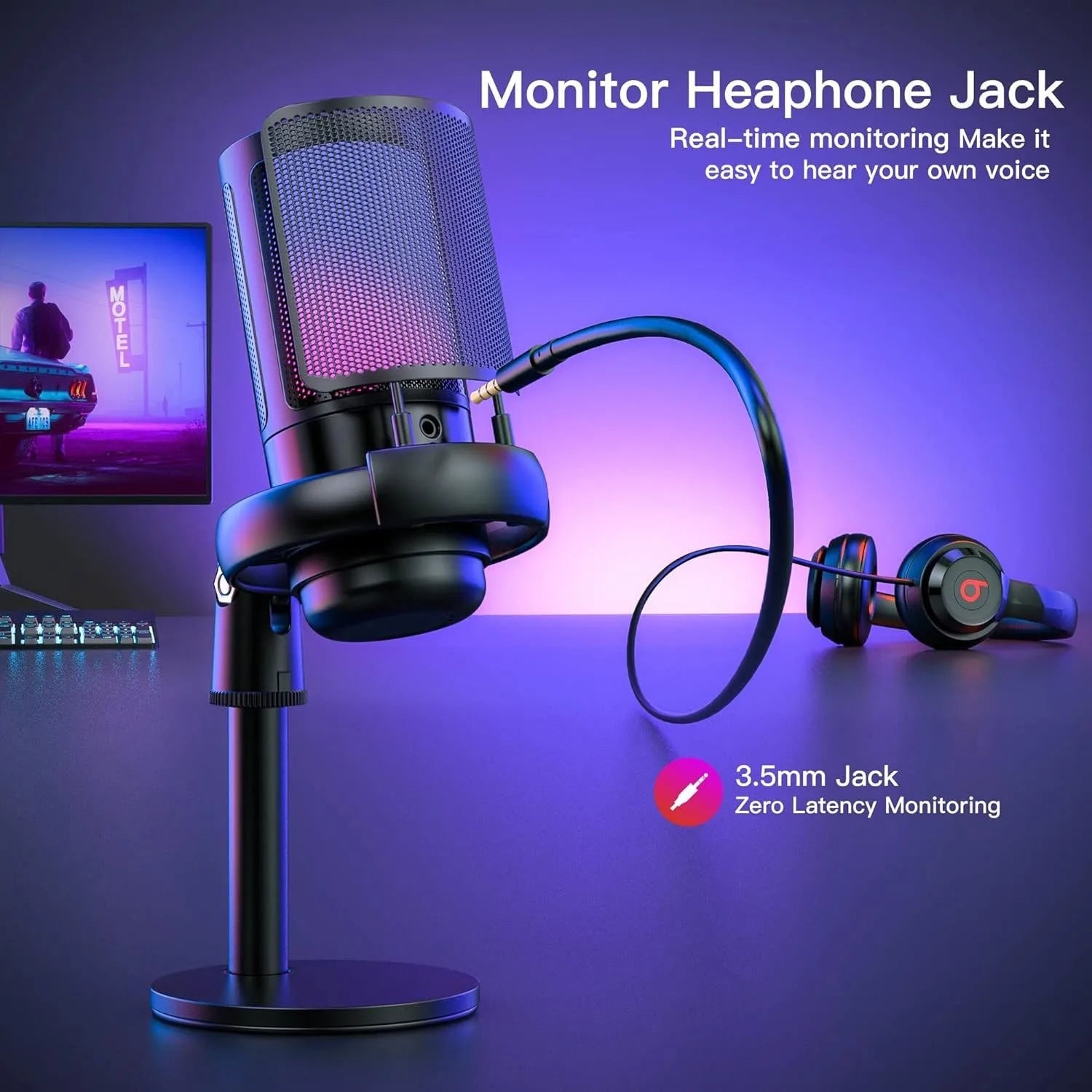 Professional RGB Dynamic Broadcast Mic - PlusGamer