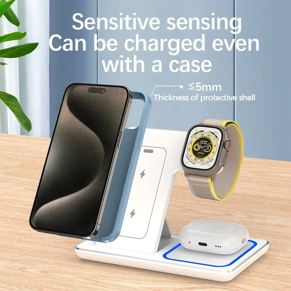 3-in-1 Foldable 30W LED Charging Stand - PlusGamer