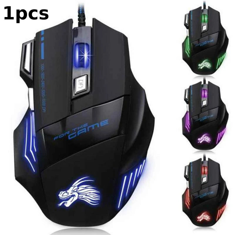 7-Button USB Wired 5500 DPI Gaming Mouse - PlusGamer