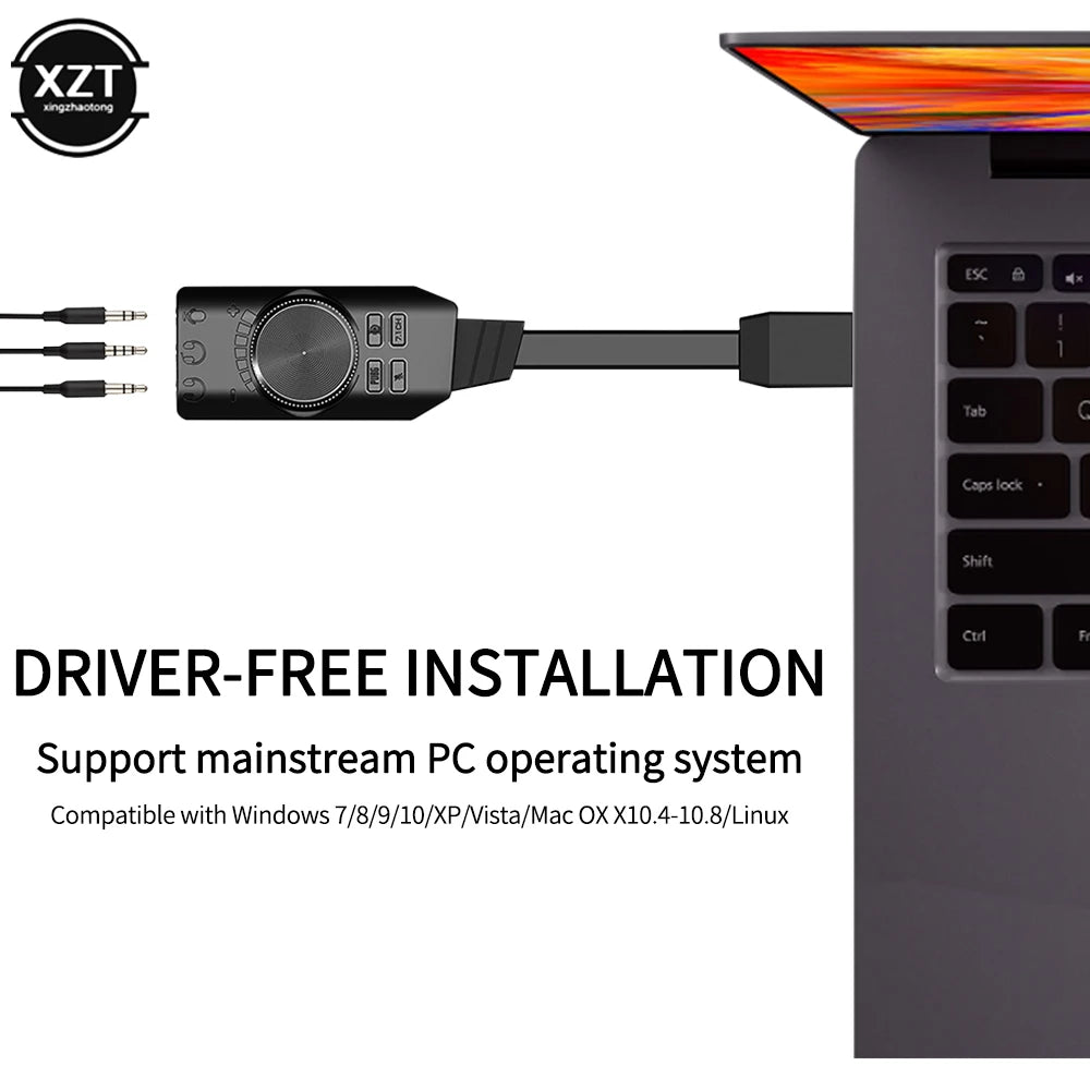 7.1 Channel External USB Gaming Sound Card - PlusGamer