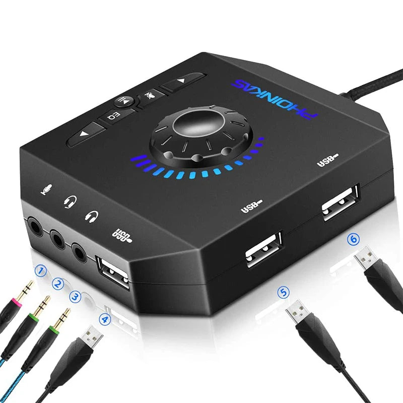 External USB Audio Adapter Sound Card with 3.5mm Interface - PlusGamer