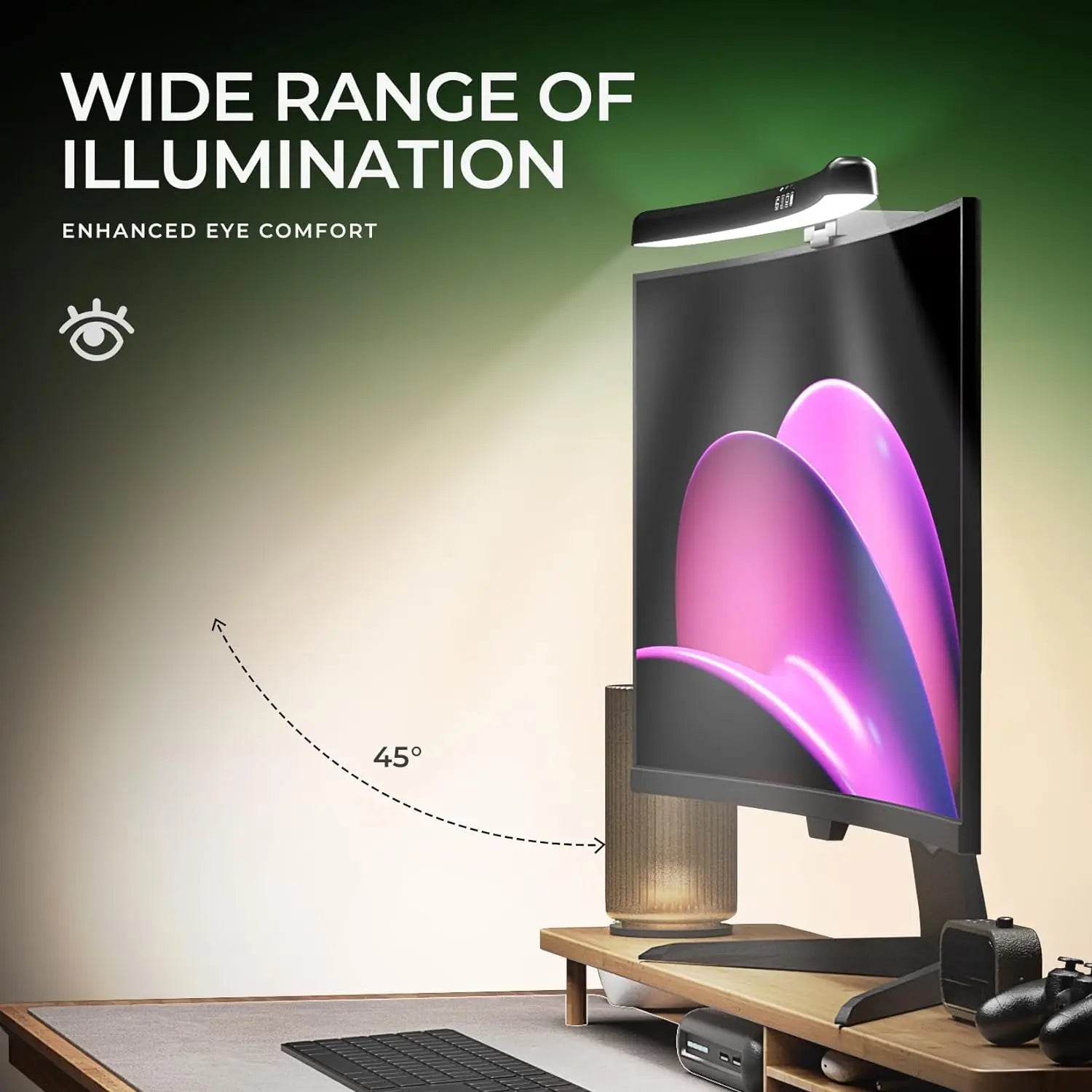 Curved RGB Monitor Light Bar with Stepless Dimming - PlusGamer