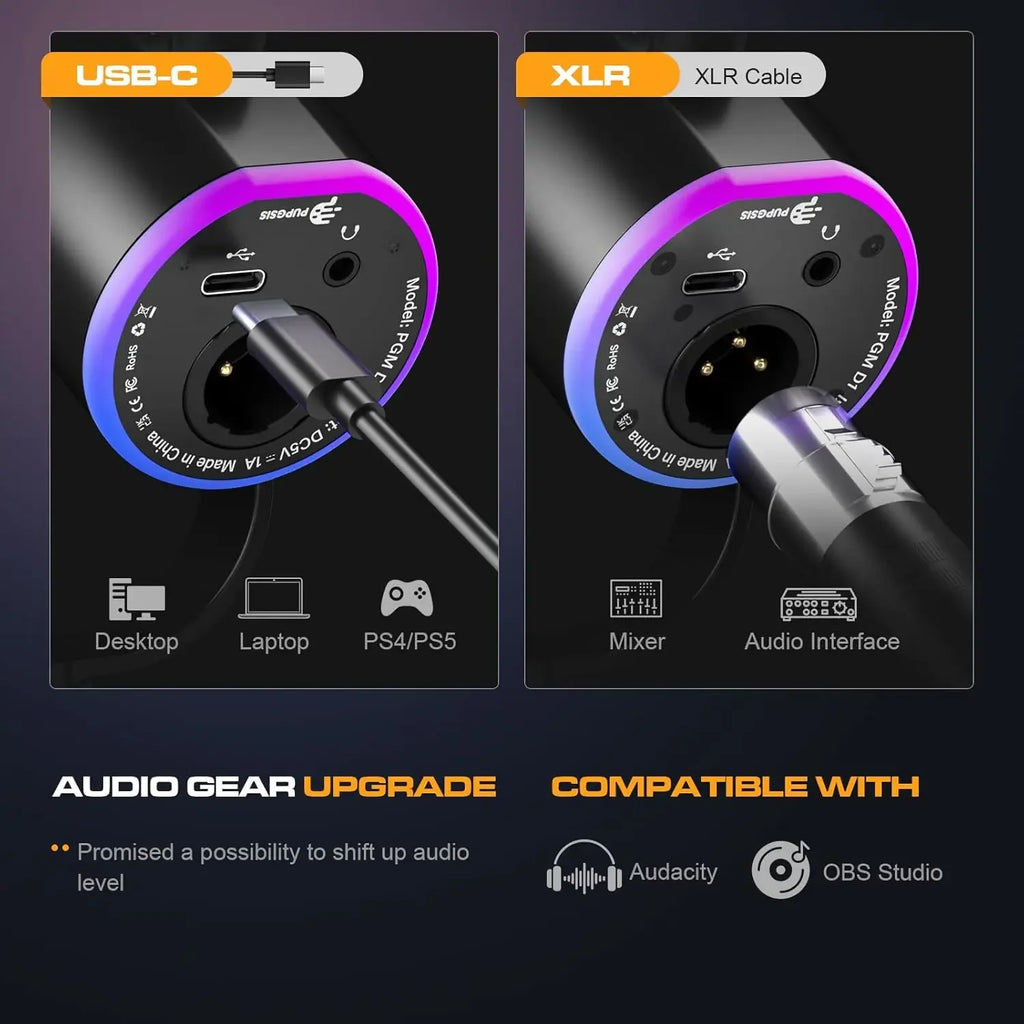 XLR/USB Dynamic Gaming Microphone Kit with Boom Arm - PlusGamer