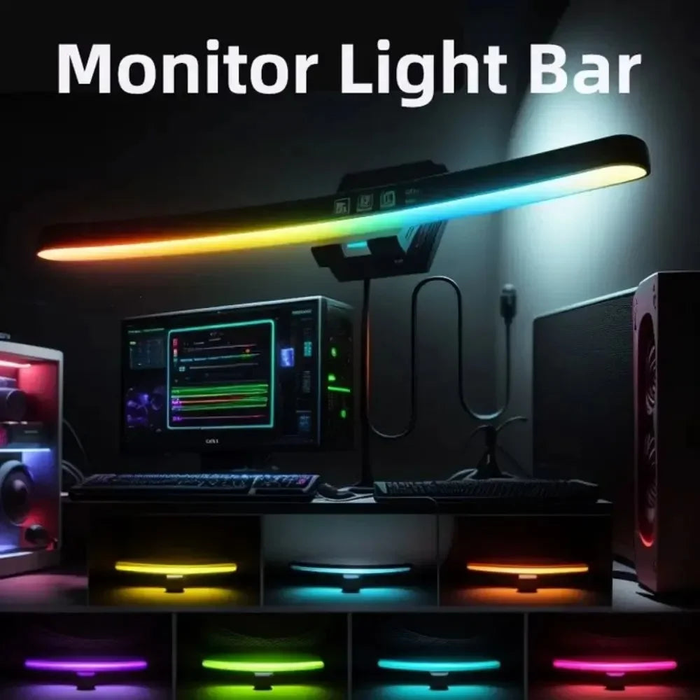 Curved Monitor Light Bar with 3-Color Dimming - PlusGamer