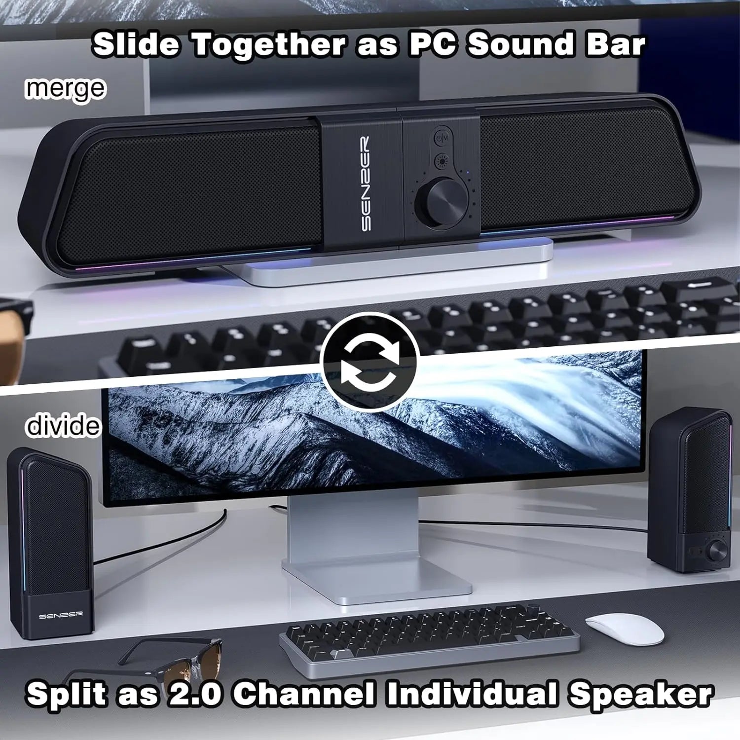 SENZER PC Gaming Soundbar - PlusGamer