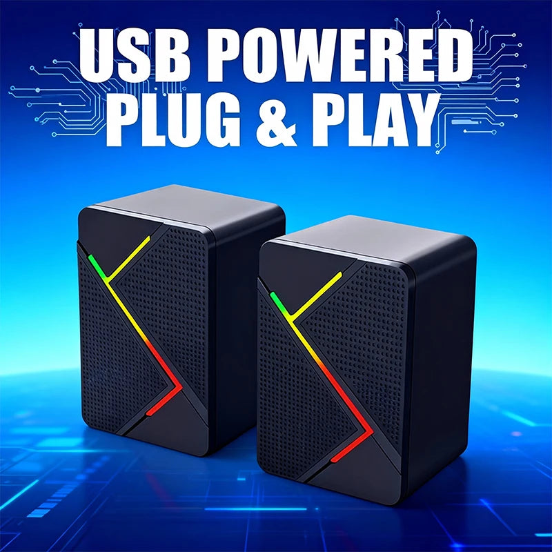 RGB 2.0 Channel USB-Powered Gaming Speakers - PlusGamer