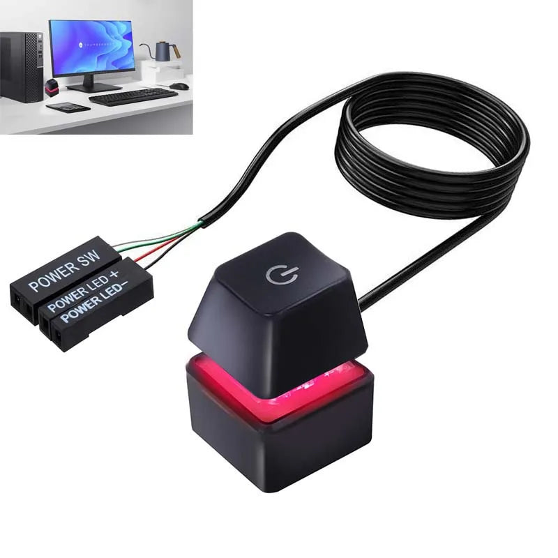 External Desktop PC RGB Mechanical Power Switch - PlusGamer