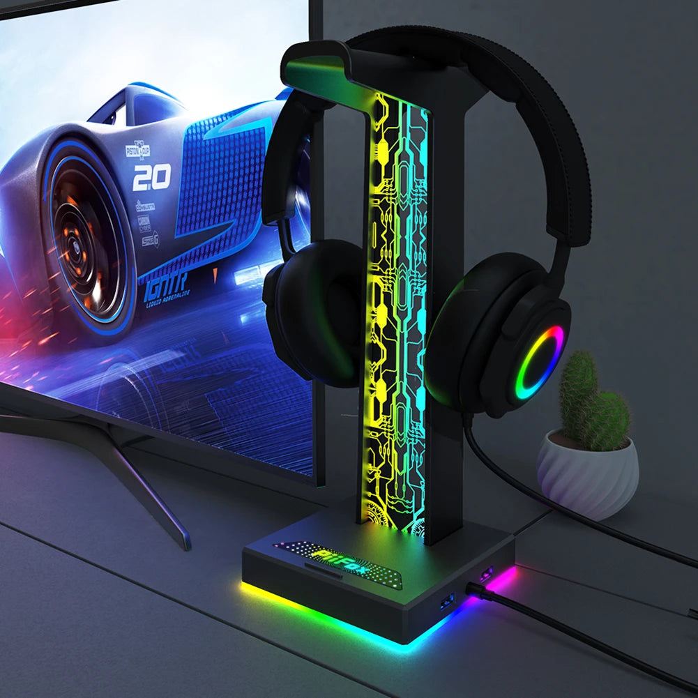 RGB Headphone Holder with Lighting Modes - PlusGamer