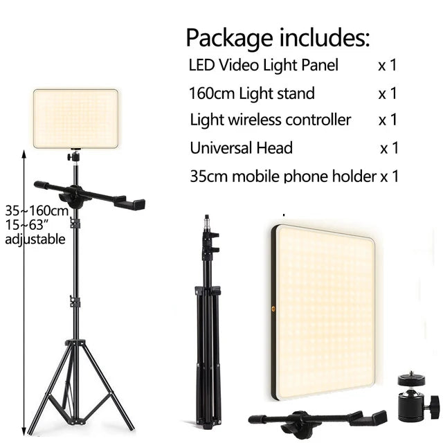 Professional LED Video Light Panel with Overhead Stand - PlusGamer