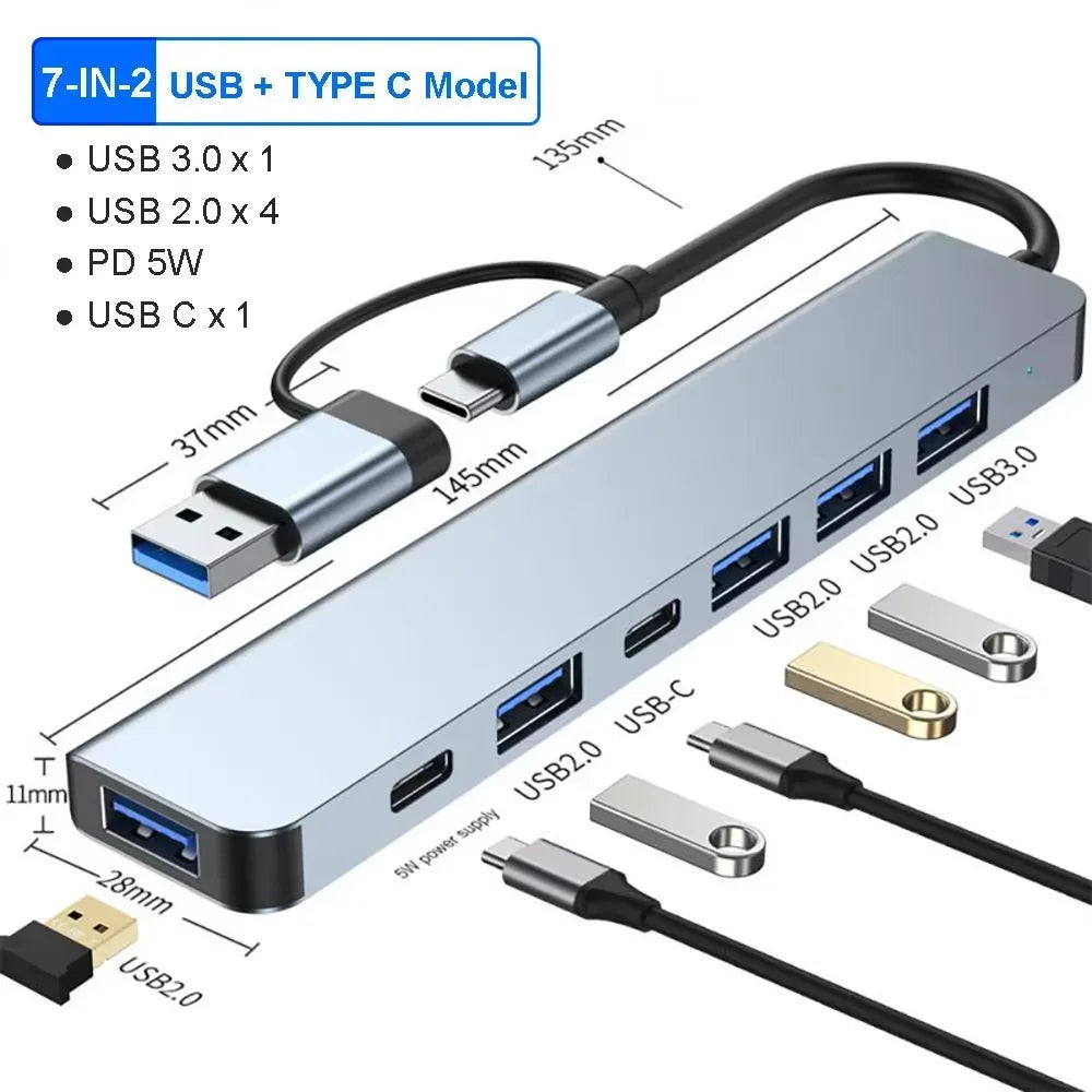 8-in-1 Type-C Hub with 4K HDMI & RJ45 - PlusGamer