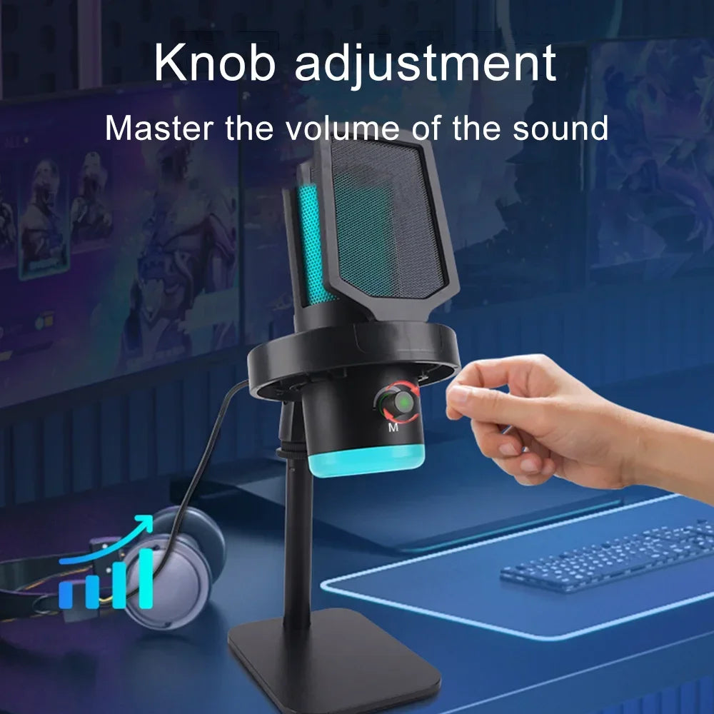 Haomuren RGB Dynamic USB Gaming Microphone with Noise Reduction - PlusGamer