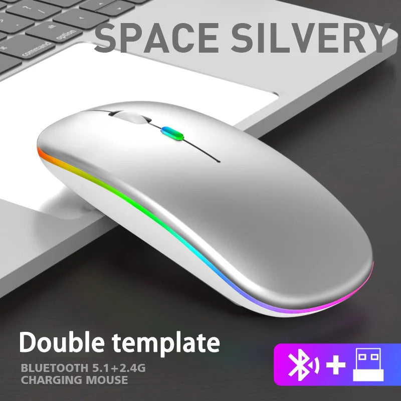Dual-Mode Quiet Rechargeable Wireless Mouse - PlusGamer