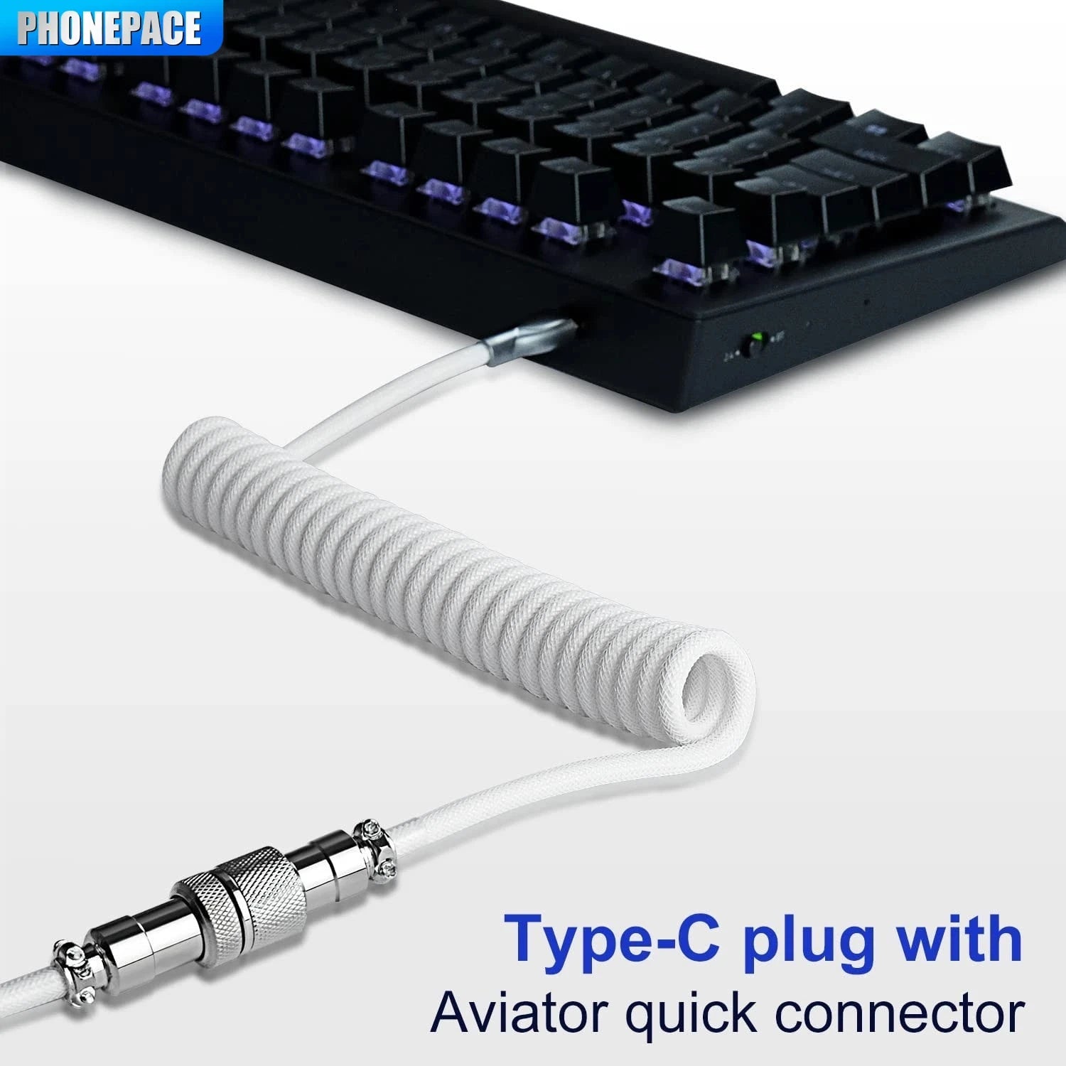 Coiled Type-C Aviator Mechanical Keyboard Cable - PlusGamer