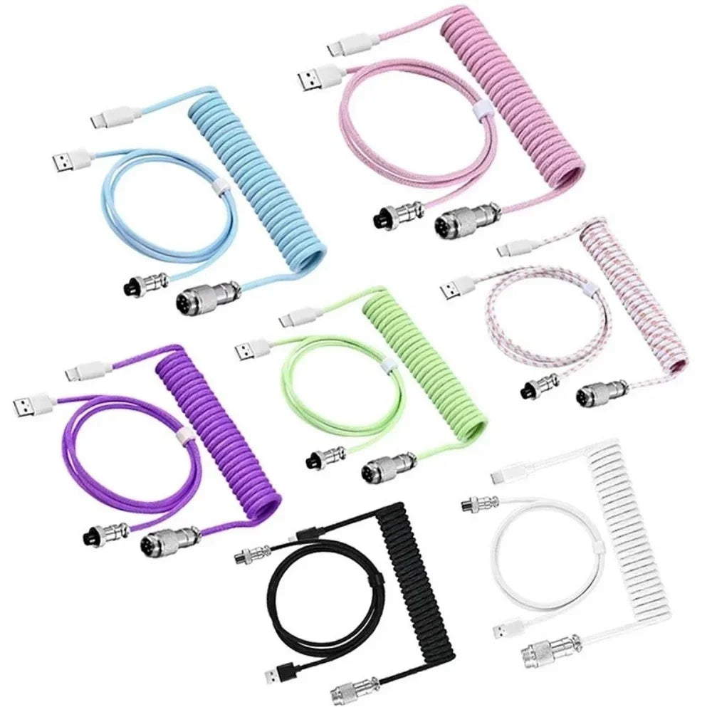 Type-C Coiled Aviator Mechanical Keyboard Cable - PlusGamer