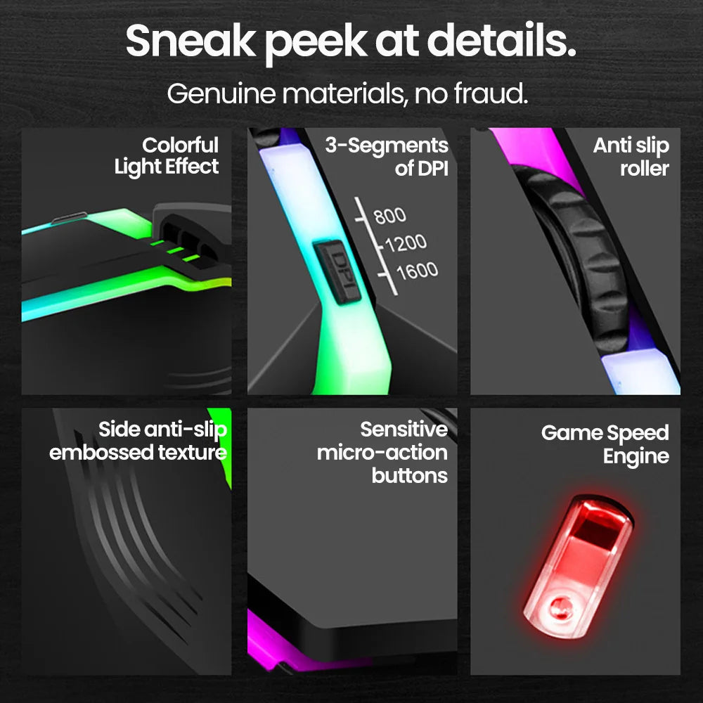 Elough Mute Wired Gaming Mouse - PlusGamer
