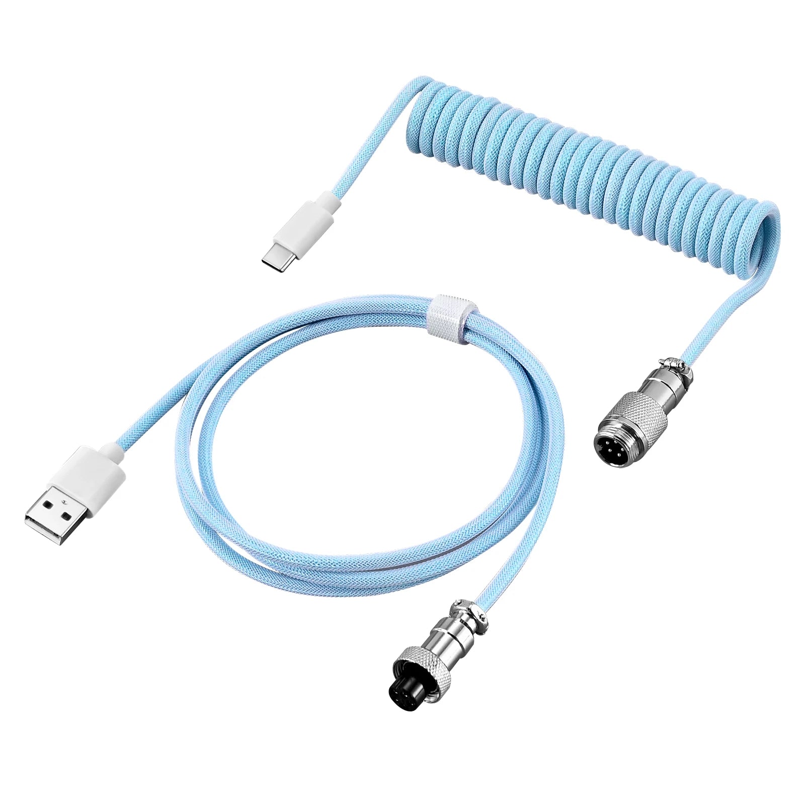 Coiled Type-C GX16 Aviation Keyboard Cable - PlusGamer
