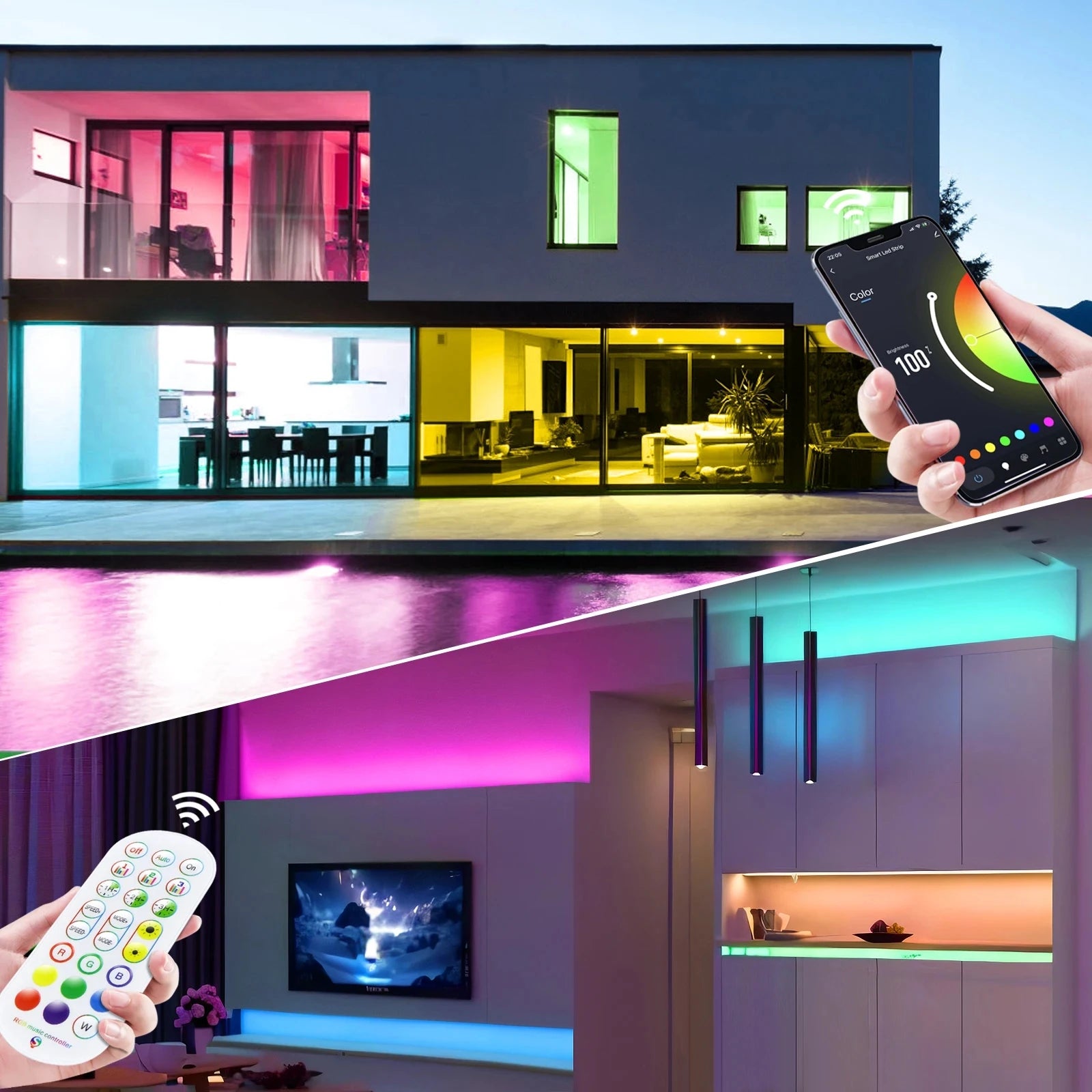 APP Control RGB Music Sync Flexible Neon Rope Light - PlusGamer