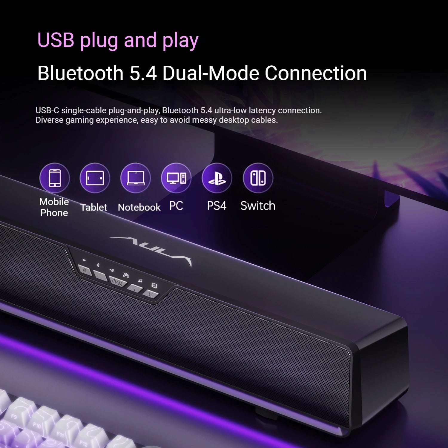 AULA GS6 Pro 7.1 Surround Gaming Soundbar - PlusGamer