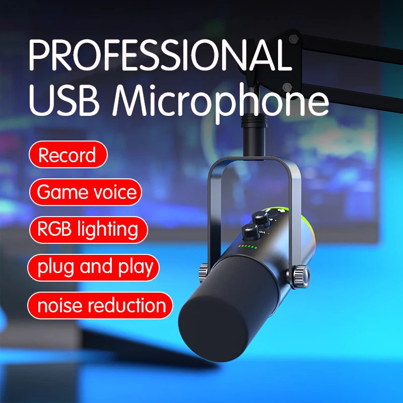 Podcast RGB USB Mic with Noise Reduction - PlusGamer