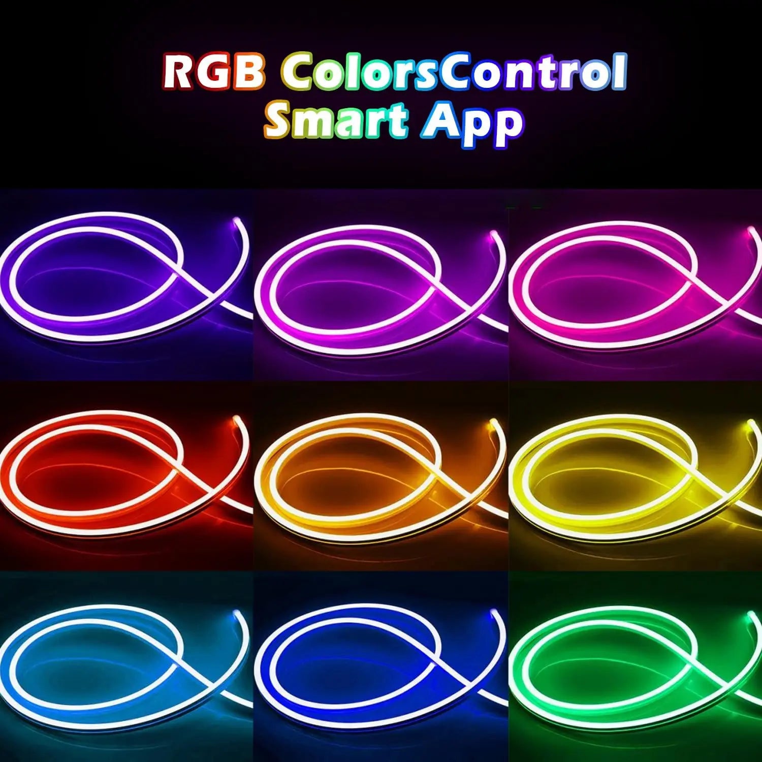 APP Control RGB Music Sync Flexible Neon Rope Light (10M) - PlusGamer