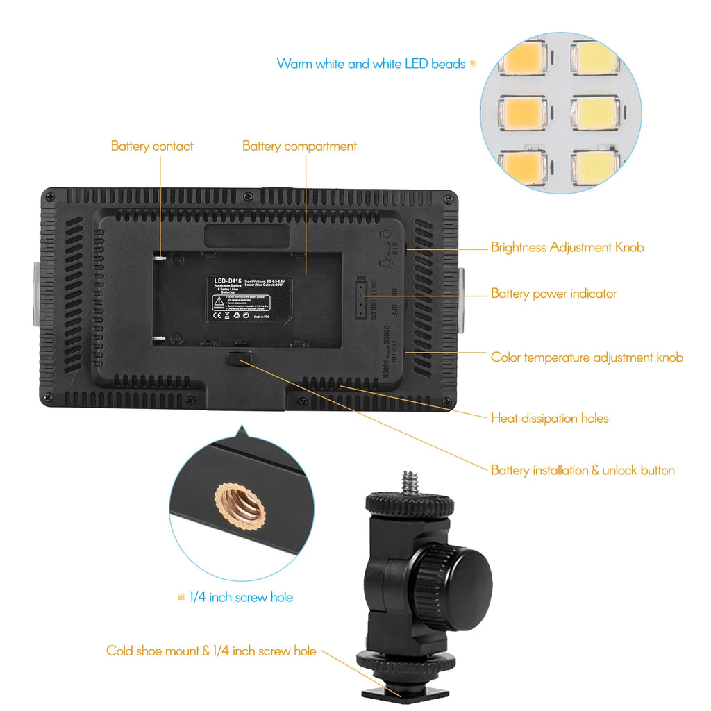 Professional 416 LED Dimmable Photography Panel - PlusGamer