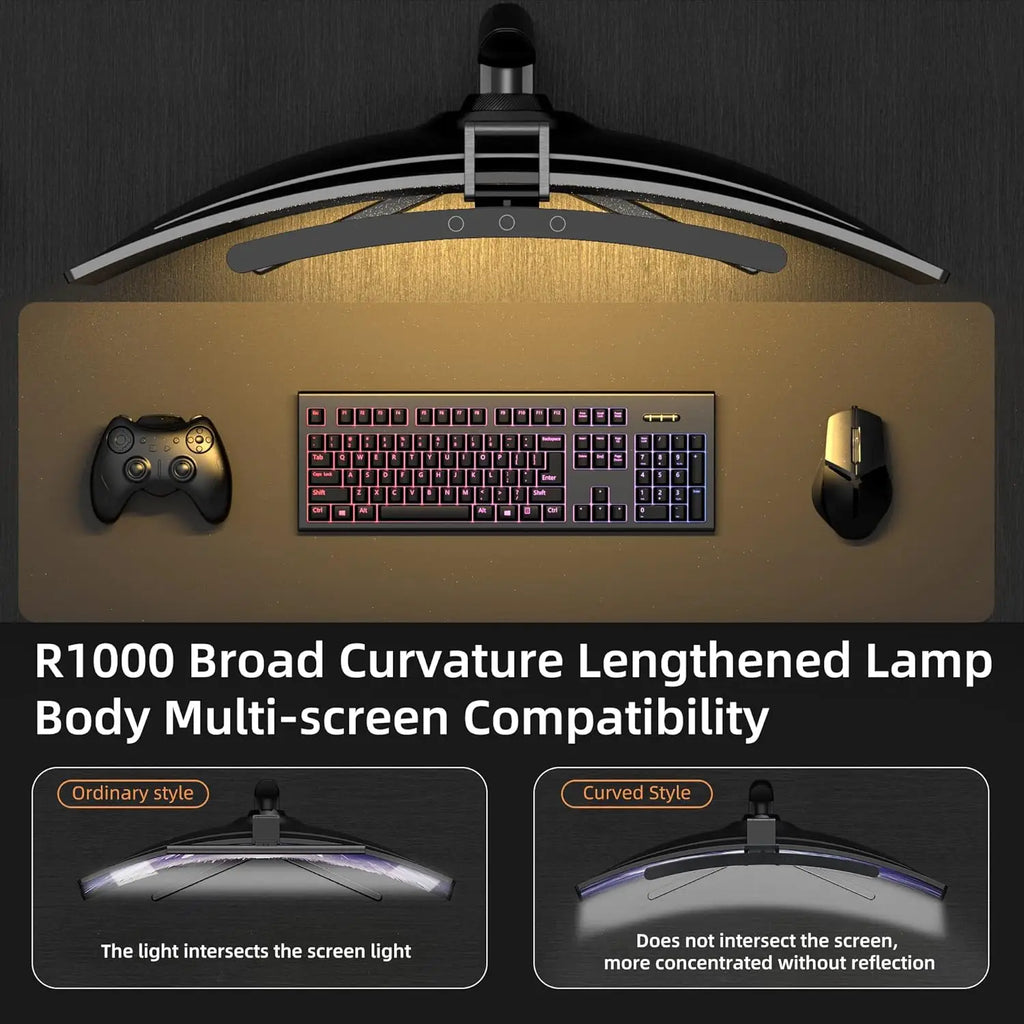 Curved RGB Monitor Light Bar with Stepless Dimming - PlusGamer