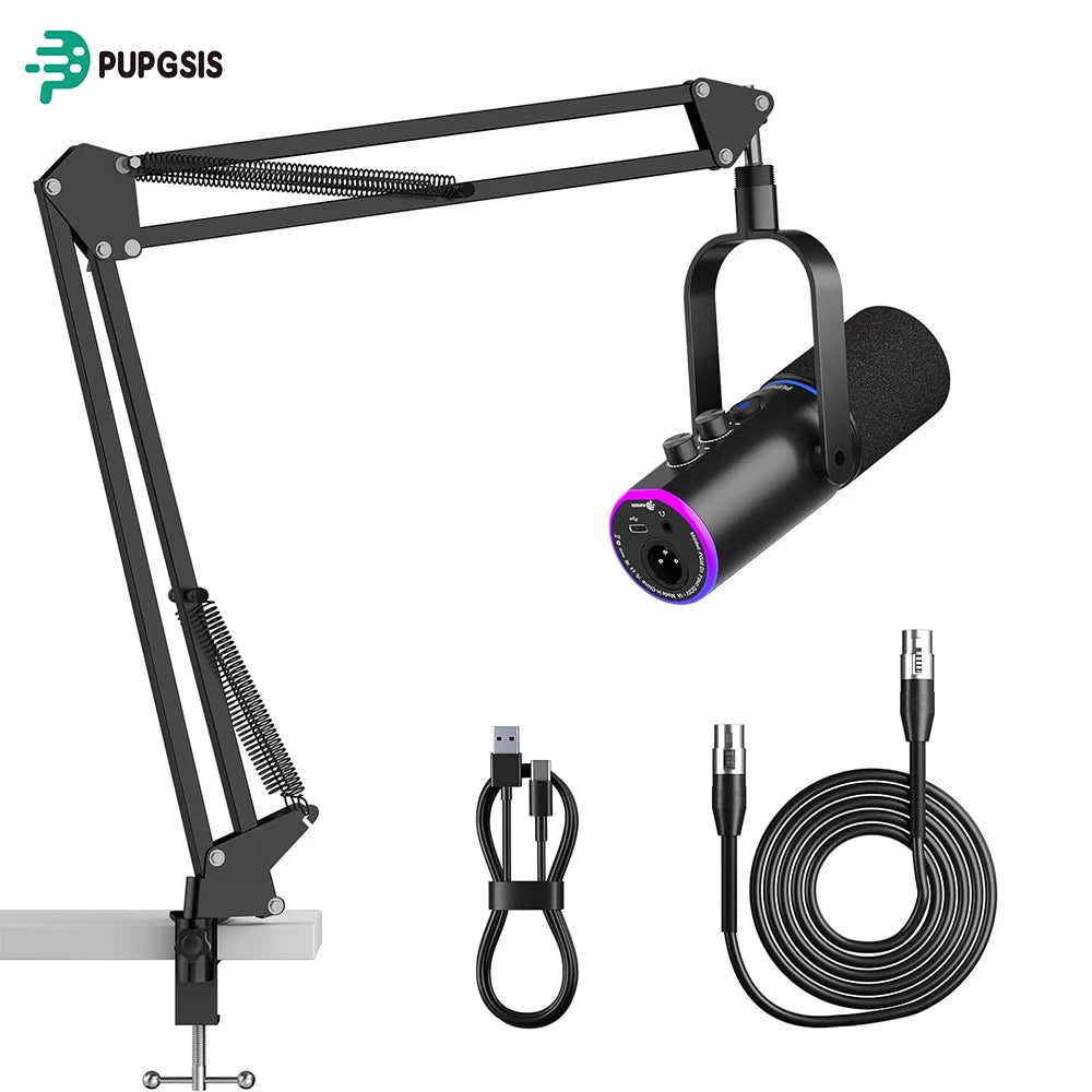 XLR/USB Dynamic Gaming Microphone Kit with Boom Arm - PlusGamer
