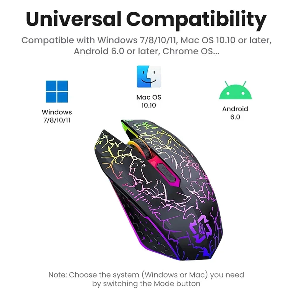 Dual-Mode RGB Silent Wireless Mouse - PlusGamer