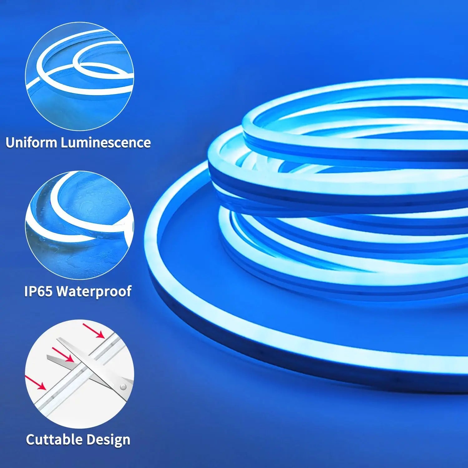 APP Control RGB Music Sync Waterproof Neon Rope Light - PlusGamer