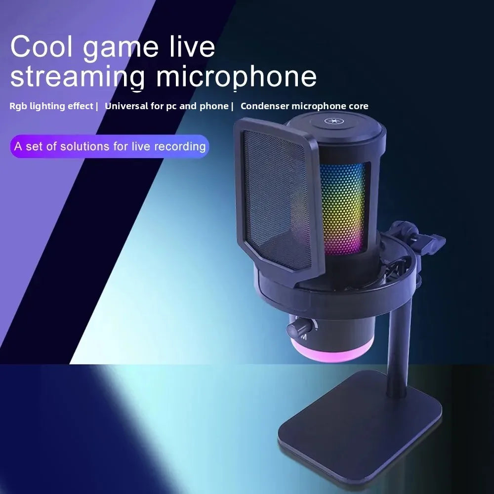 Haomuren RGB Dynamic USB Gaming Microphone with Noise Reduction - PlusGamer