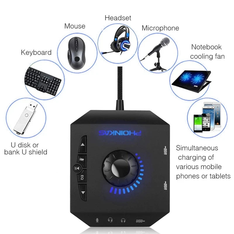 External USB Audio Adapter Sound Card with 3.5mm Interface - PlusGamer