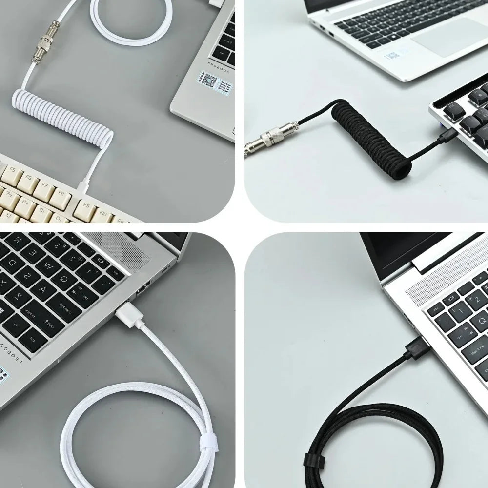 Type-C Coiled Aviator Mechanical Keyboard Cable - PlusGamer