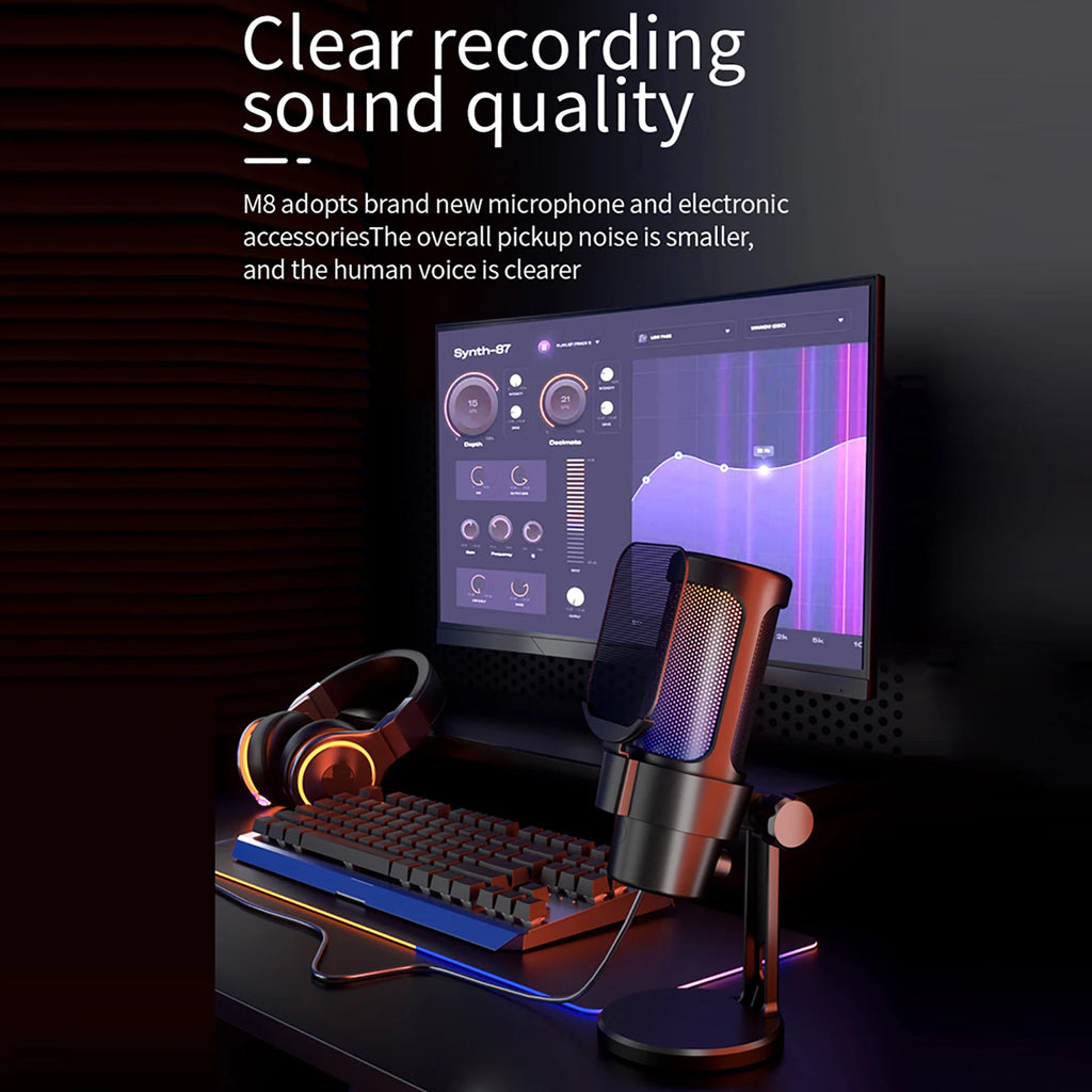 RGB Gaming Mic Kit with Tripod & Mute - PlusGamer