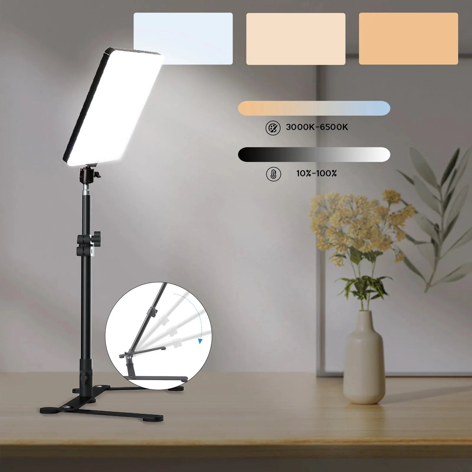 Professional LED Video Light Panel with Overhead Stand - PlusGamer