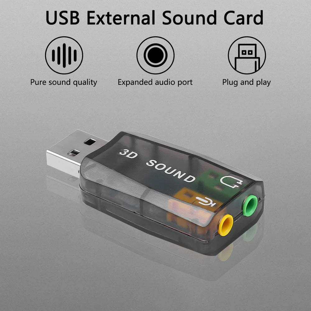 5.1 Channel USB External Sound Card Audio Interface - PlusGamer