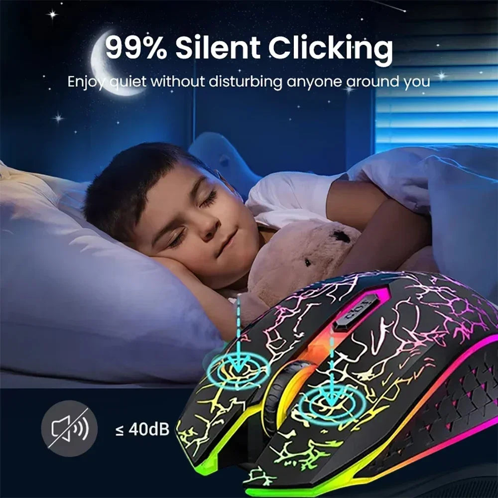 Dual-Mode RGB Silent Wireless Mouse - PlusGamer
