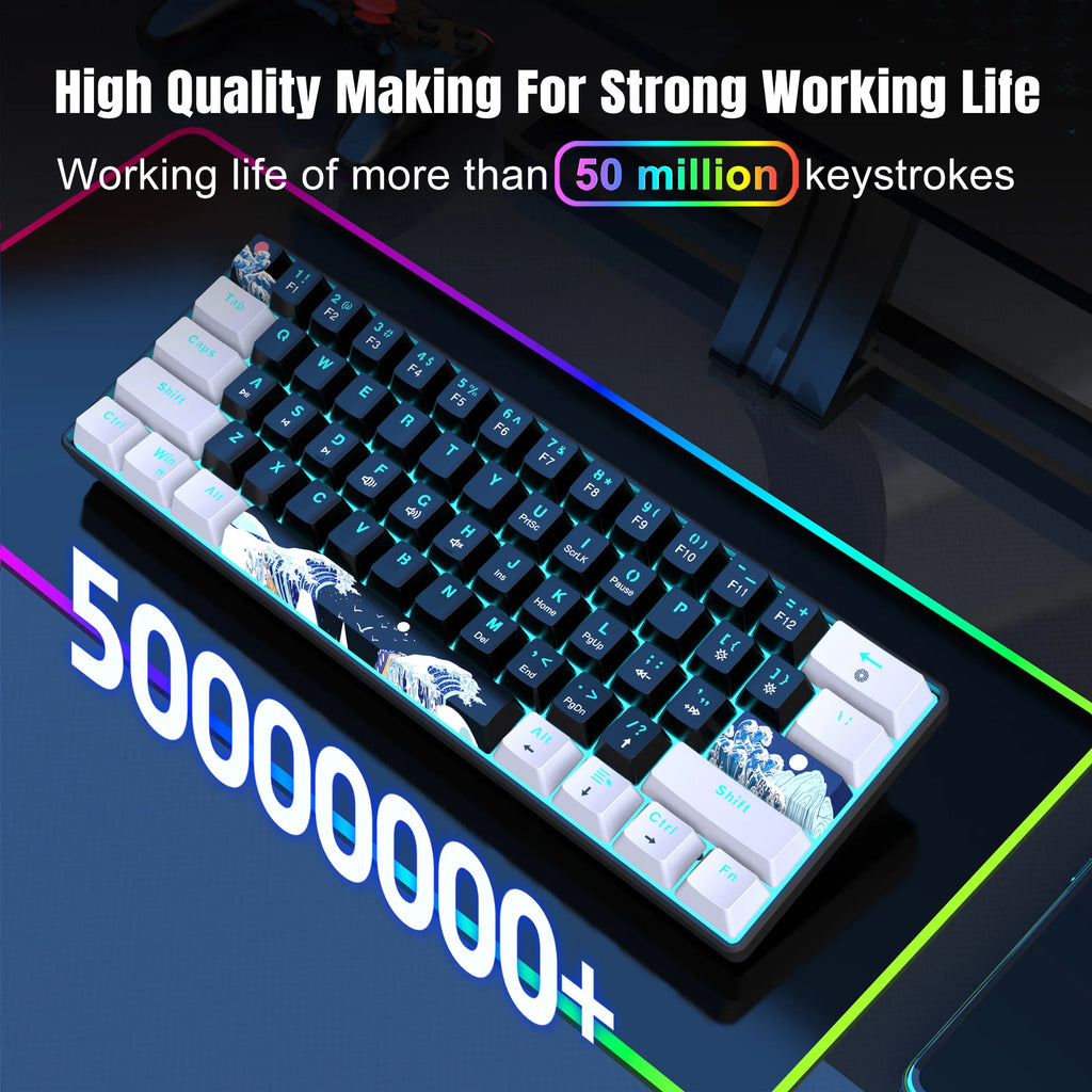 60% Compact Mechanical Keyboard with Blue Switches - PlusGamer