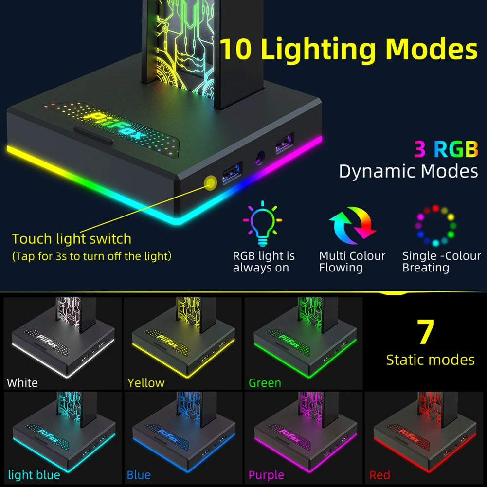 RGB Headphone Holder with Lighting Modes - PlusGamer
