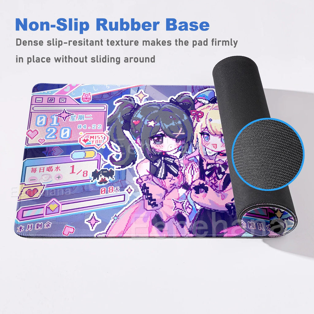Pink Purple Pixelated Art Mouse Pad - PlusGamer