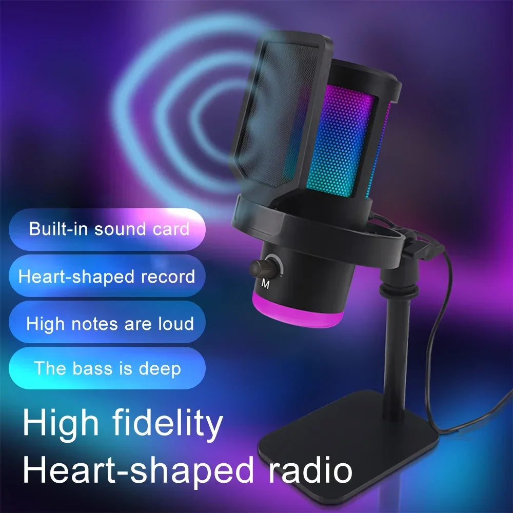 Haomuren RGB Dynamic USB Gaming Microphone with Noise Reduction - PlusGamer