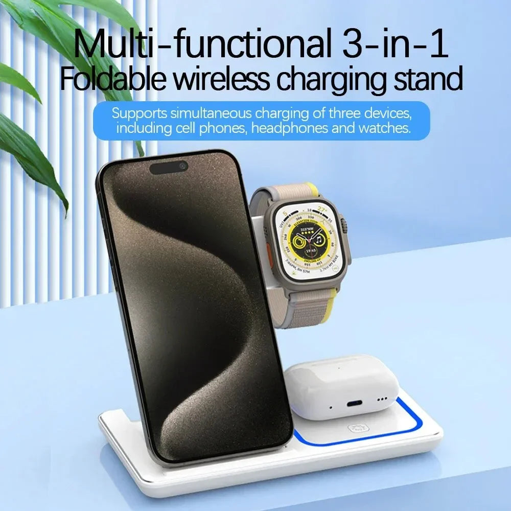 3-in-1 Foldable 30W LED Charging Stand - PlusGamer