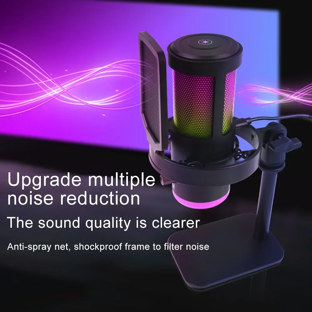 Haomuren RGB Dynamic USB Gaming Microphone with Noise Reduction - PlusGamer