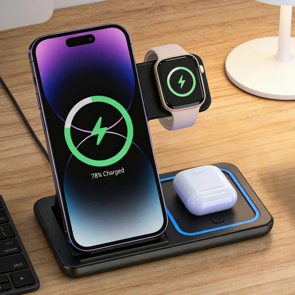 3-in-1 Foldable Fast Charging Station - PlusGamer