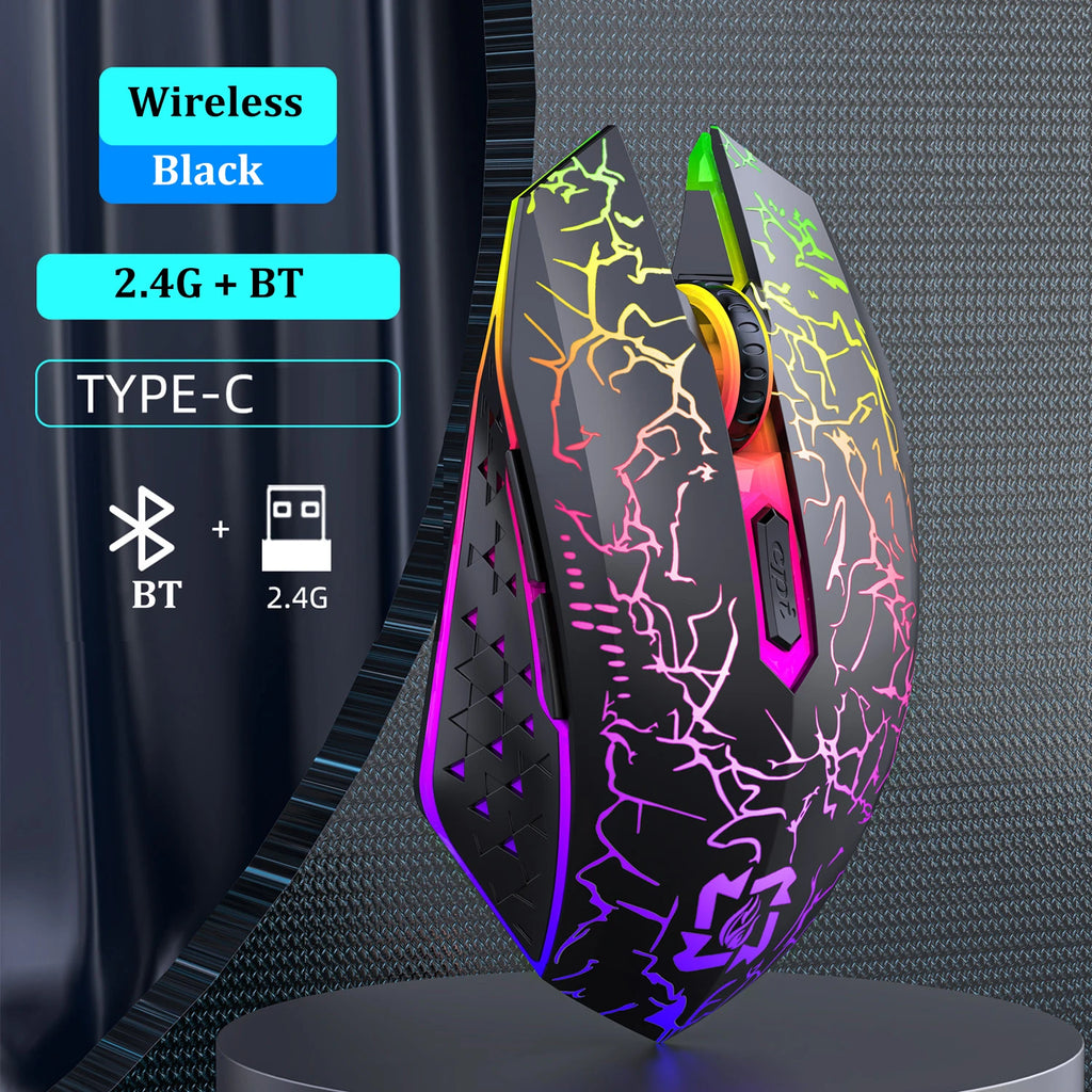 Dual-Mode RGB Silent Wireless Mouse - PlusGamer