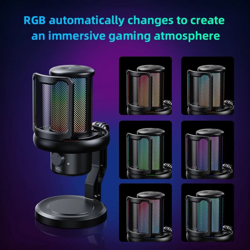 RGB USB Gaming Mic with Touch-Mute & Output - PlusGamer