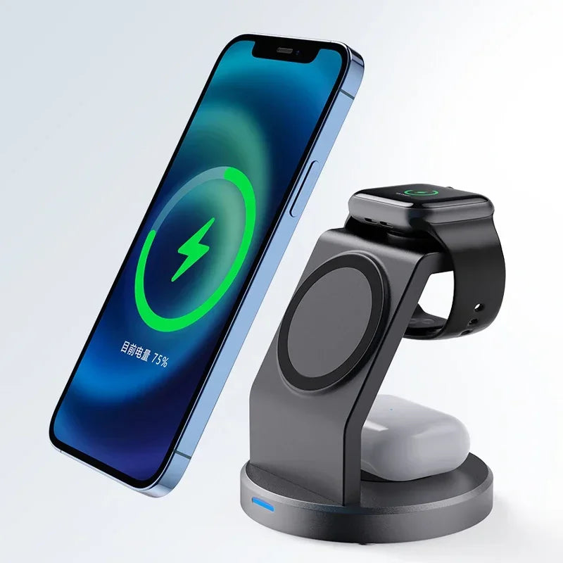 3-in-1 MagSafe Fast Wireless Charging Stand for iPhone, iWatch & AirPods - PlusGamer