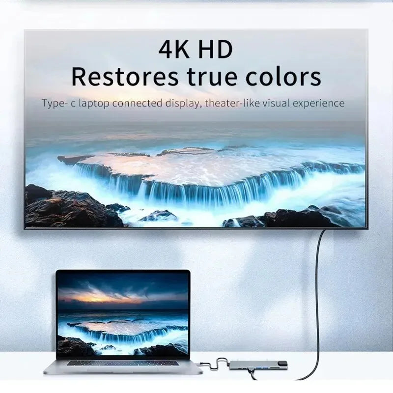 8-in-1 Type-C Hub with 4K HDMI & RJ45 - PlusGamer